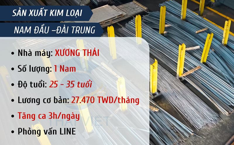 TUYỂN NAM ĐƠN HÀNG SẢN XUẤT KIM LOẠI TẠI NAM ĐẦU ( CÓ TĂNG CA )